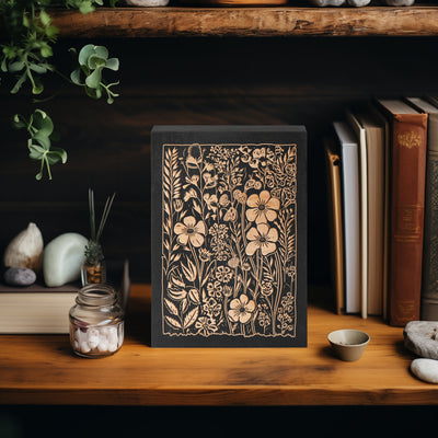 Cosmos Floral Mini Engraved Birch Wood Panel