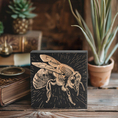 Honey Bee Mini Engraved Birch Wood Panel