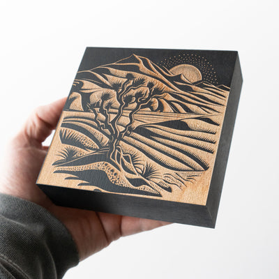 Desert Sands Scene Mini Engraved Birch Wood Panel