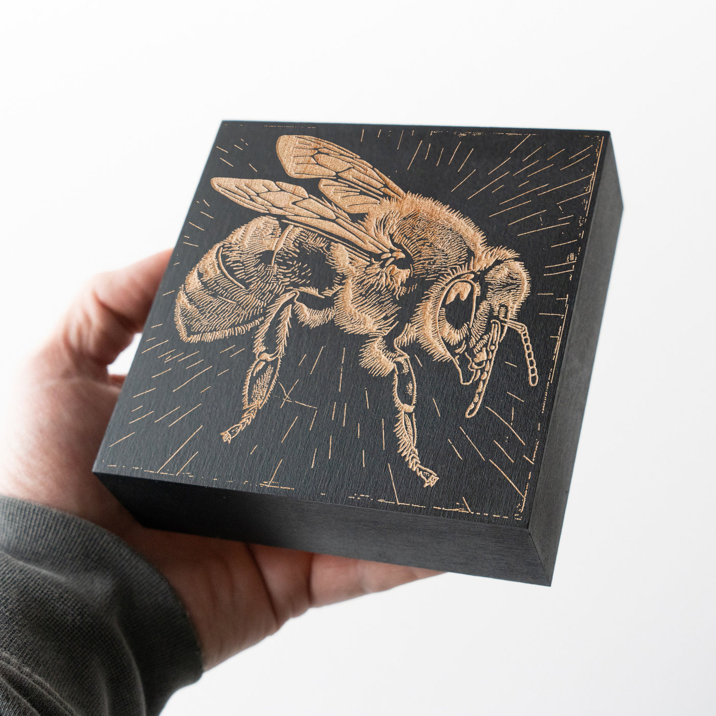 Honey Bee Mini Engraved Birch Wood Panel