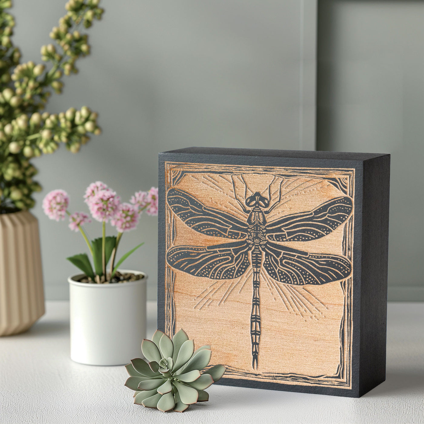 Dragonfly Mini Engraved Birch Wood Panel