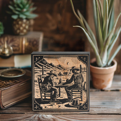 Western Cowboys Mini Engraved Birch Wood Panel