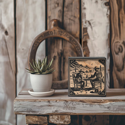 Western Cowboys Mini Engraved Birch Wood Panel
