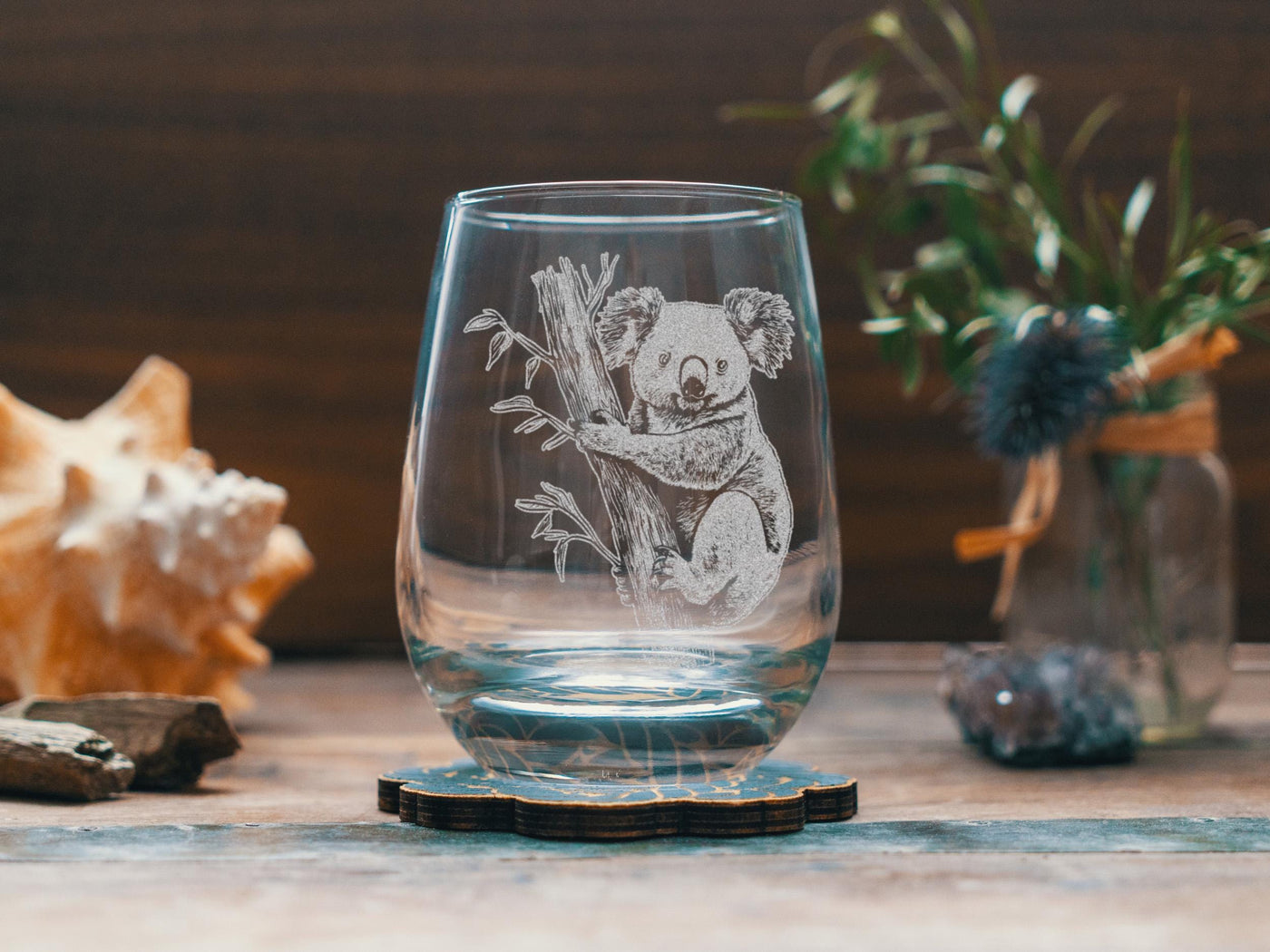 Koala Glasses | Australian Themed Personalized Whiskey, Wine & Beer Glassware, Animal Drinkware, Australia Home Decor, Cute Animal Gift