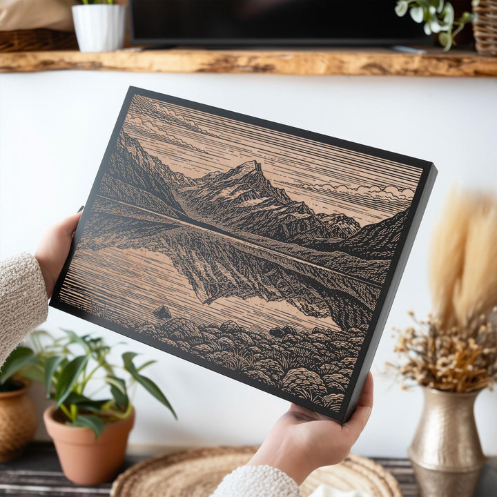 Aoraki Mount Cook New Zealand Engraved Birch Art Panel