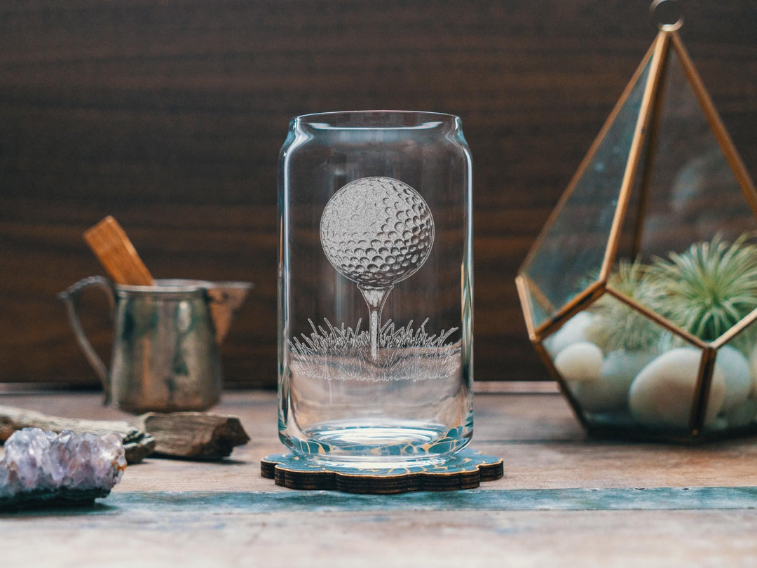 Golf Ball and Tee Glasses | Sports Themed Whiskey, Wine &amp; Beer Glassware, Golfing Drinkware, Golfer Athlete Gift, Classic Sports Fan Gift