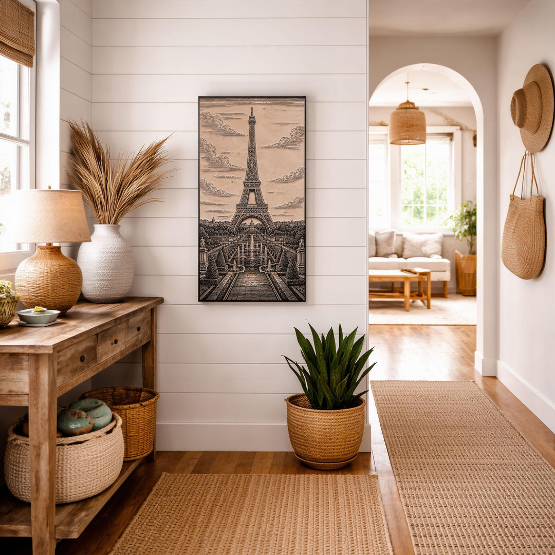Eiffel Tower Engraved Birch Art Panel