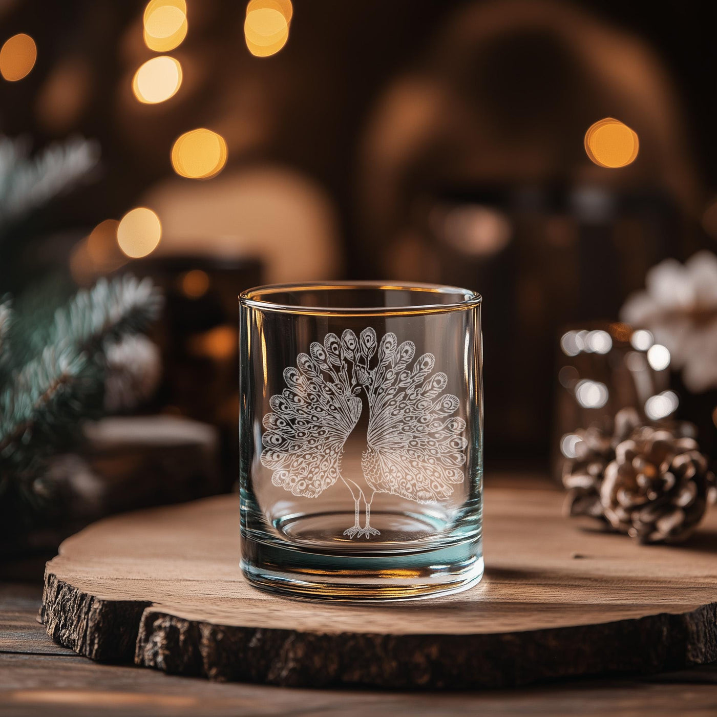 Peacock Glasses | Birding Theme Personalized Whiskey, Wine & Beer Glassware, Nature Inspired Drinkware, Exotic Bird Decor, Birder Gift