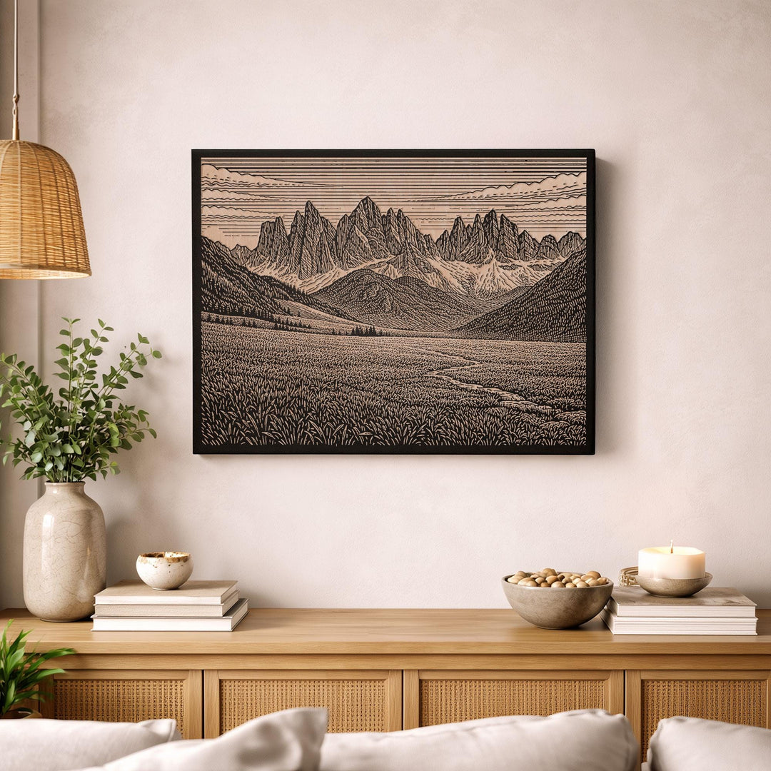 Dolomites Italy Engraved Birch Art Panel