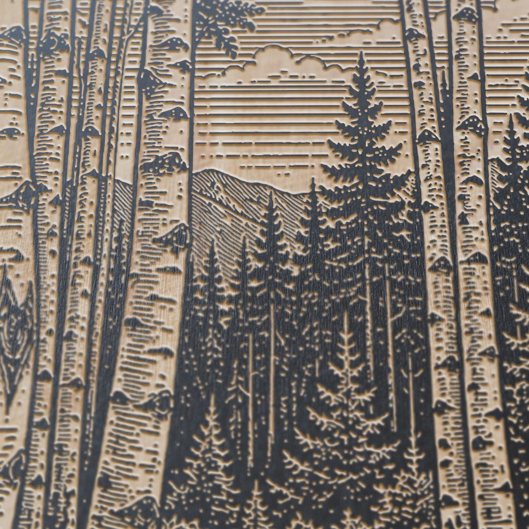Birch Forest Engraved Birch Art Panel