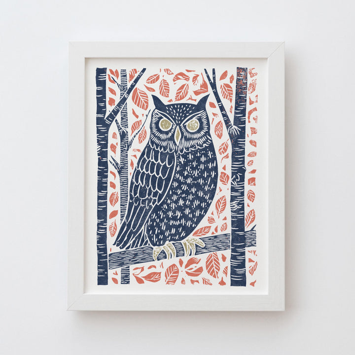 Owl Linocut Print