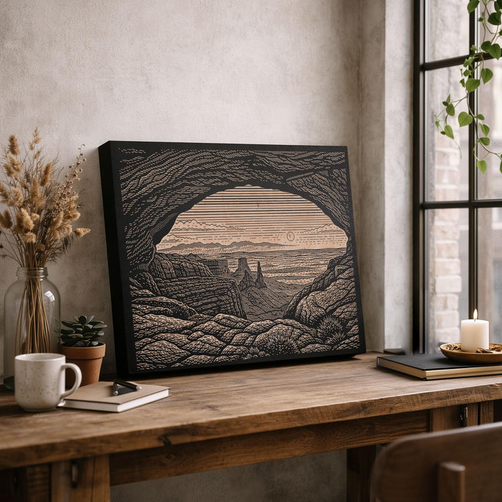 Arches Desert Window Utah Engraved Birch Art Panel