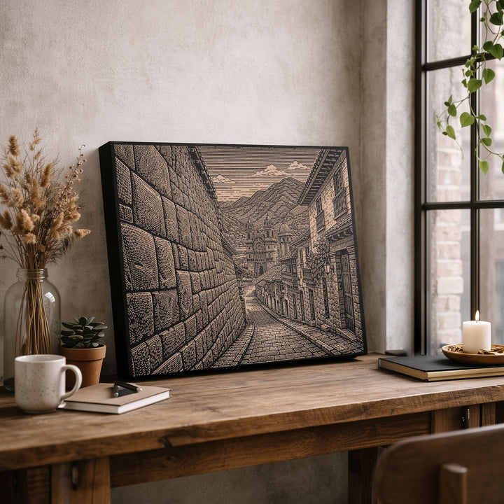 Cusco Street Engraved Birch Art Panel
