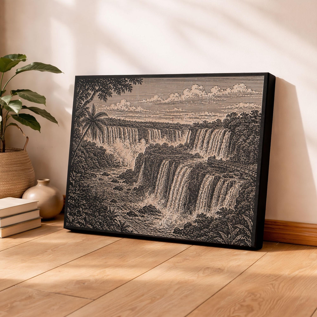 Iguazú Falls Engraved Birch Art Panel