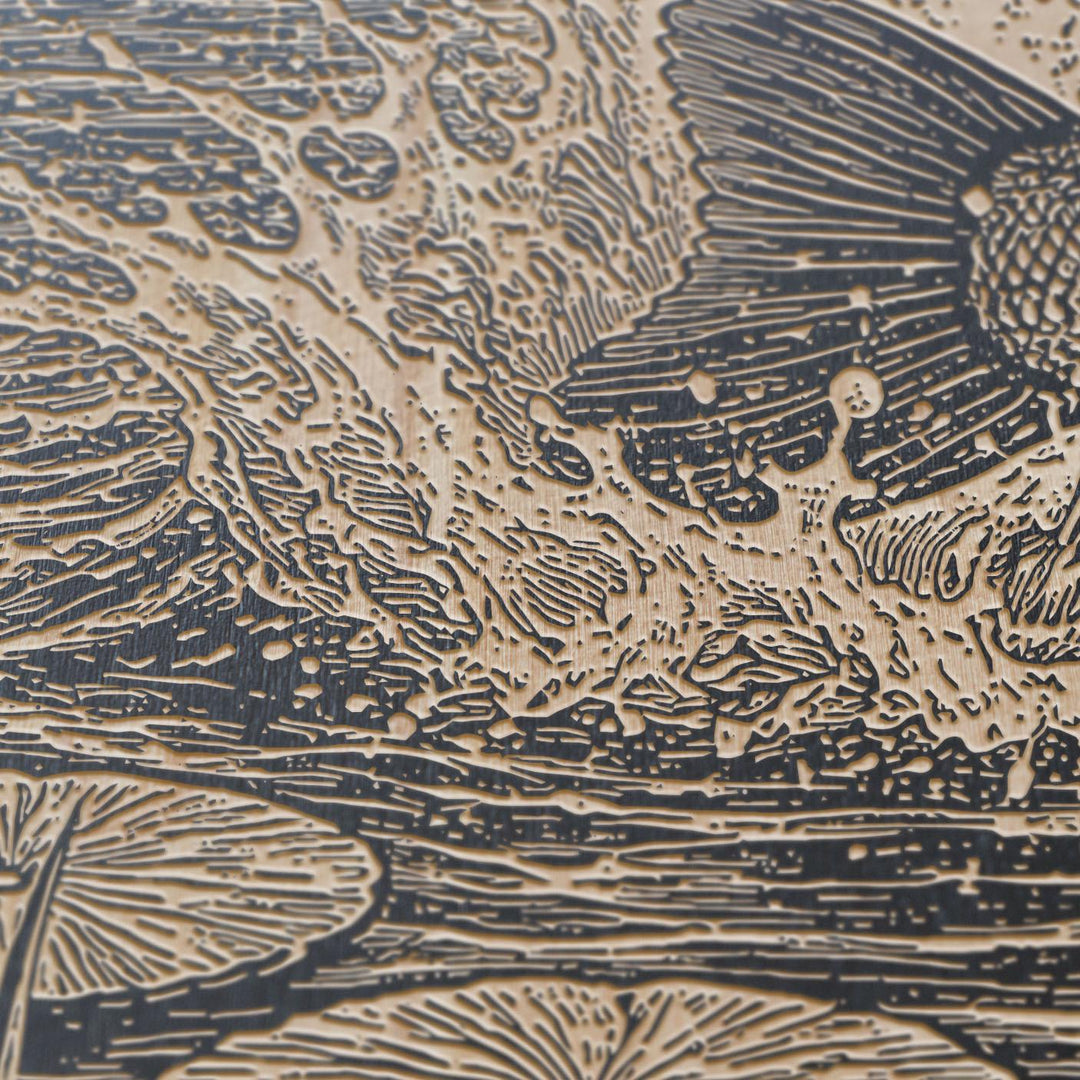 Leaping Bass Engraved Birch Art Panel