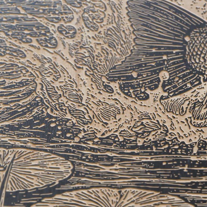 Leaping Bass Engraved Birch Art Panel