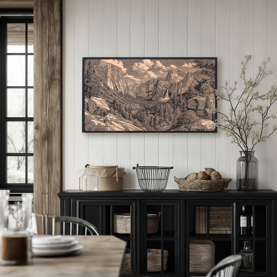 Yosemite Valley Engraved Illustration