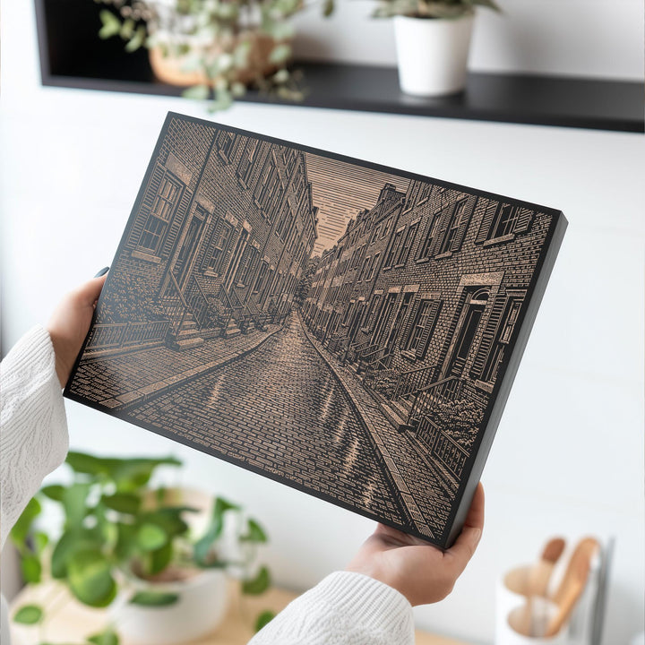 Boston Beacon Hill Engraved Birch Art Panel