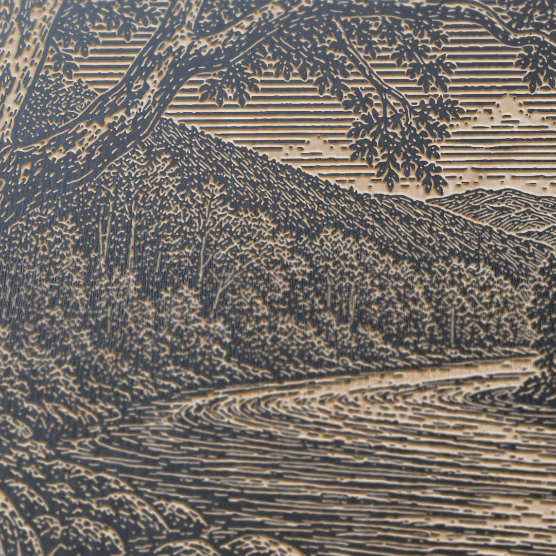 Sycamore River Bend Engraved Birch Art Panel