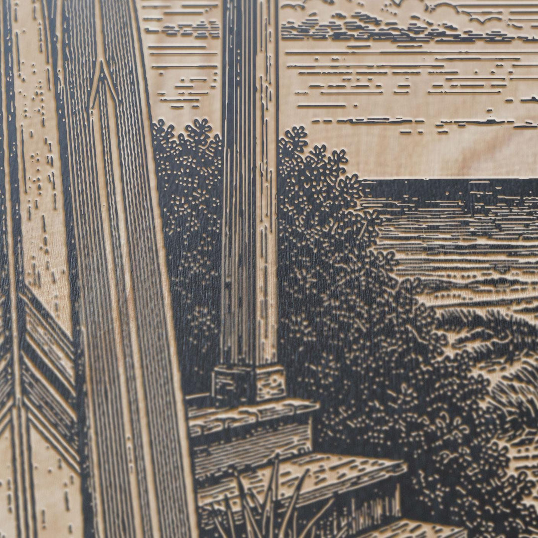 Surfboards by the Beach Cottage Engraved Illustration