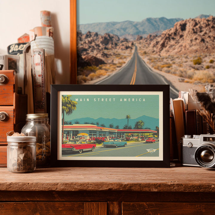 Main Street America Postcard Art Print