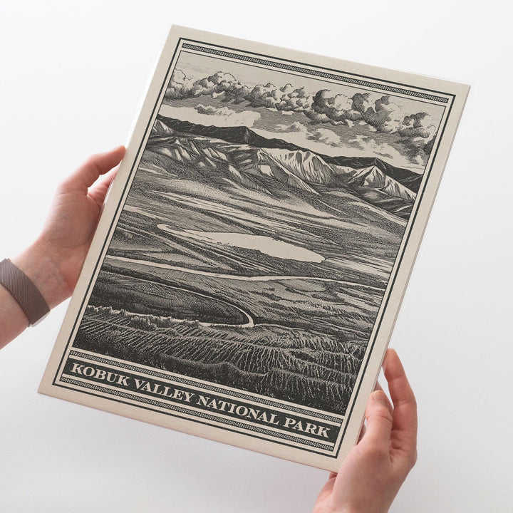 Kobuk Valley National Park Lithograph Style Print - Vintage Alaska archival matte fine art print gift. Arctic Circle Caribou Migration