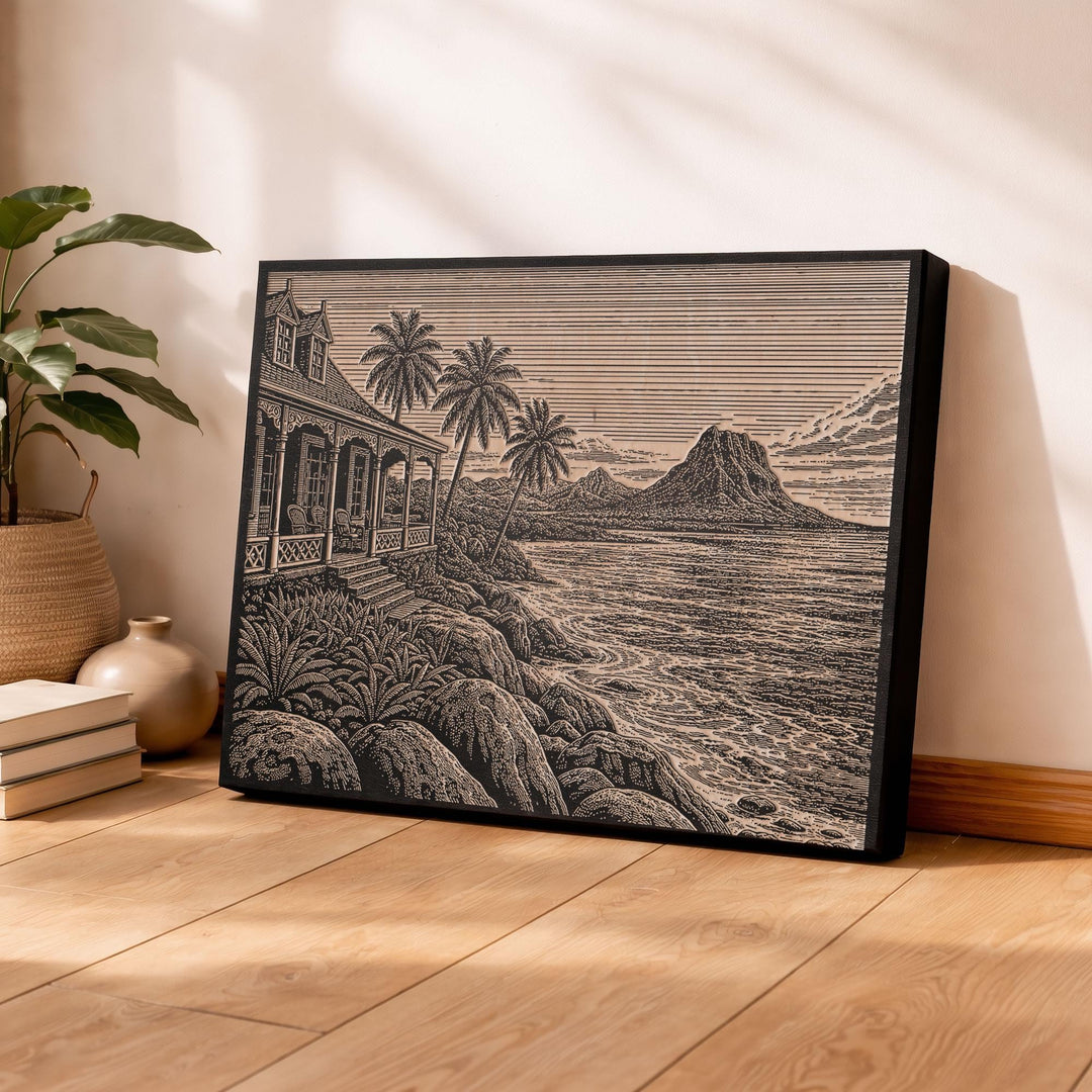 Mauritius Reef Lagoon Engraved Birch Art Panel