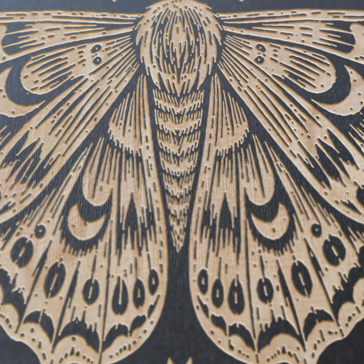 Moth Garden Engraved Birch Art Panel