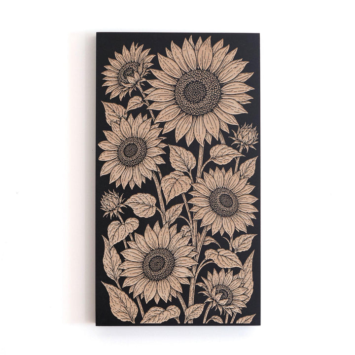 Sunflowers Engraved Birch Art Panel