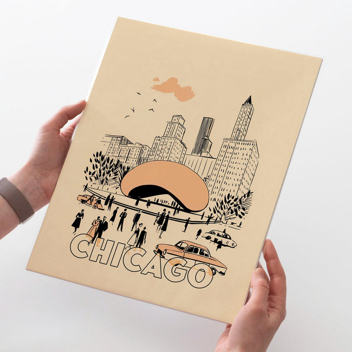 Chicago, Illinois Mid Century Travel Poster