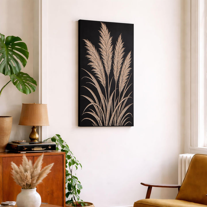 Pampas Grass Interior Engraved Birch Art Panel
