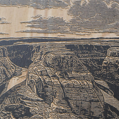 Horseshoe Bend Scene Engraved Illustration
