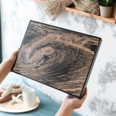 Surfer in a Barrel Wave Scene Wall Art