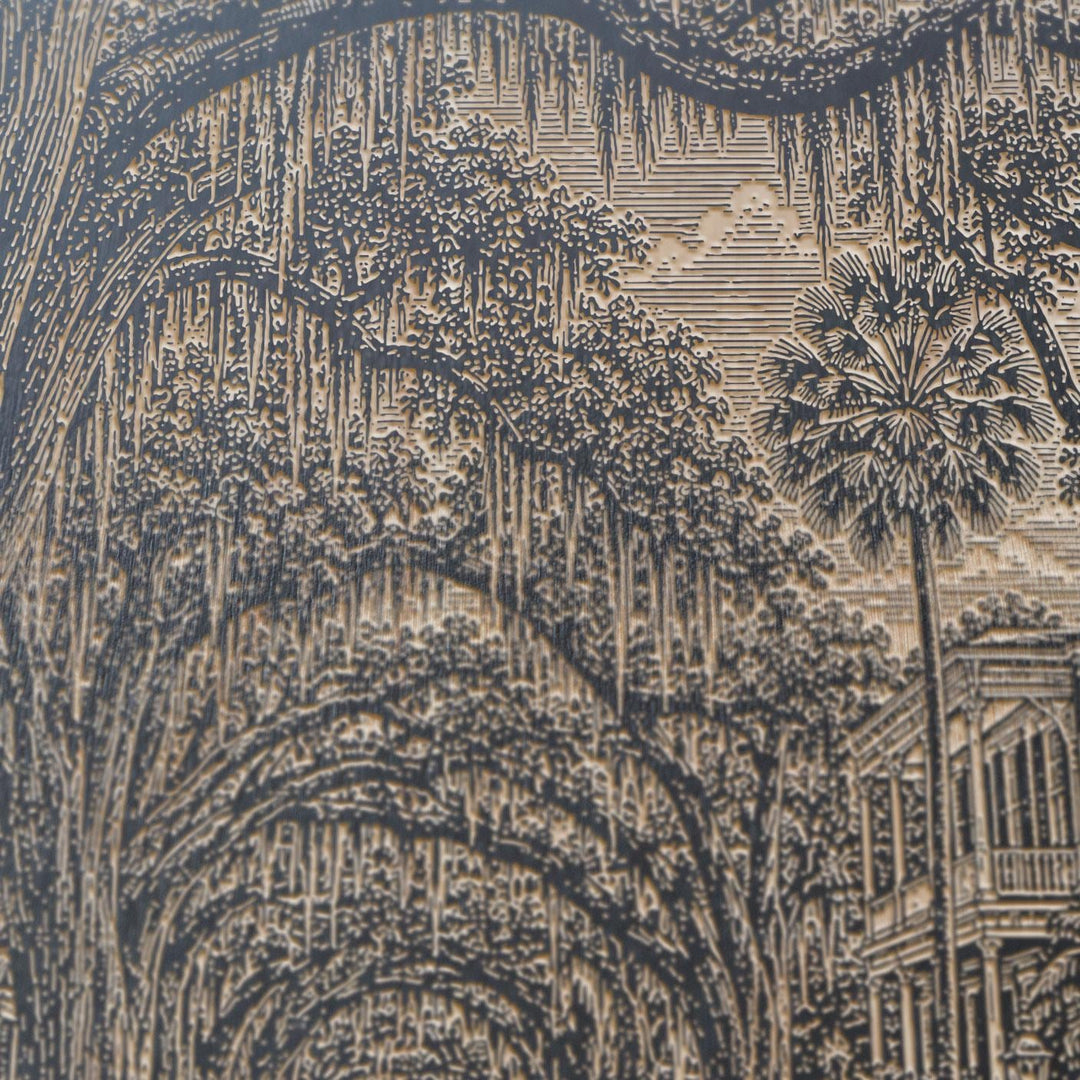 Charleston Live Oak Lane Engraved Birch Art Panel