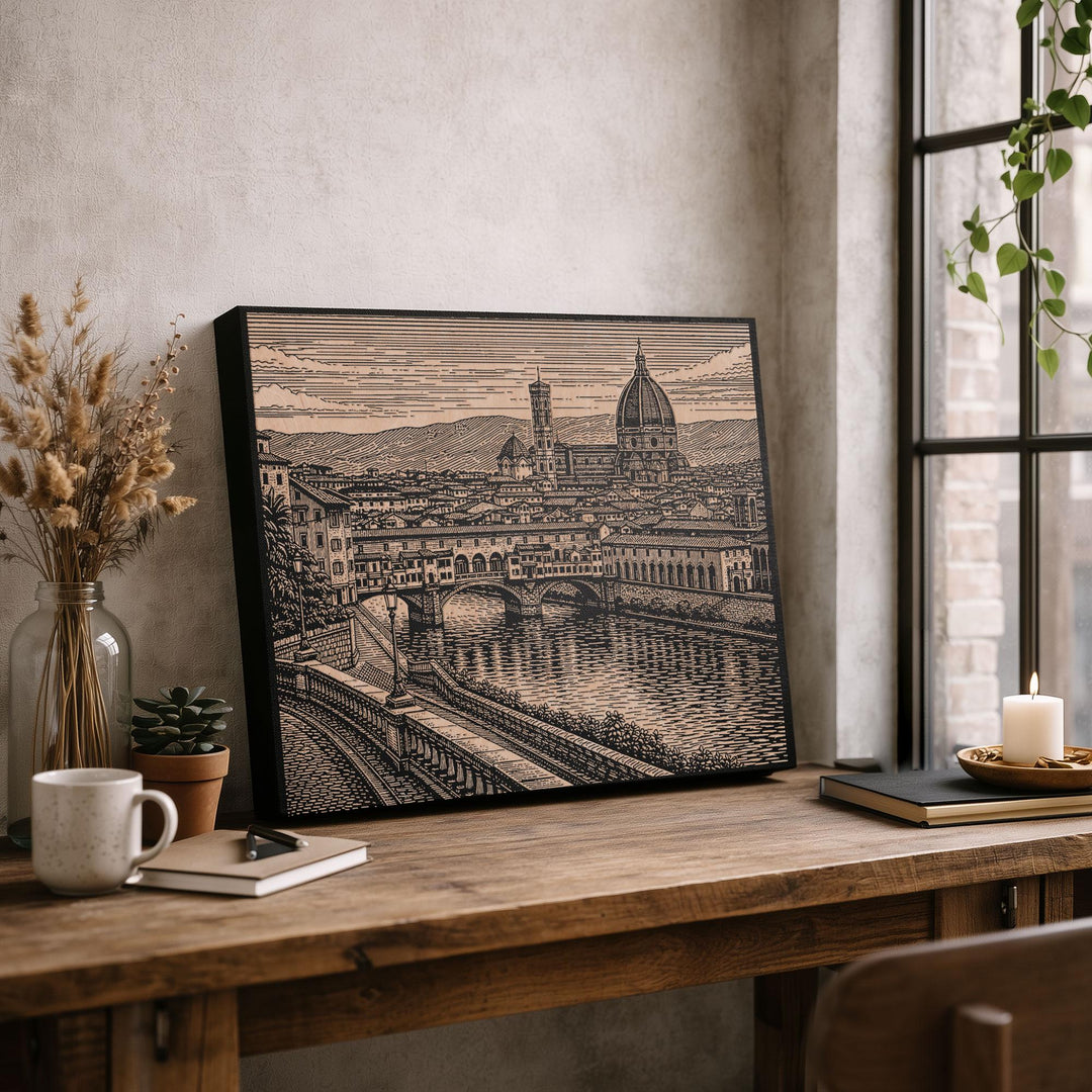 Florence Italy Engraved Birch Art Panel