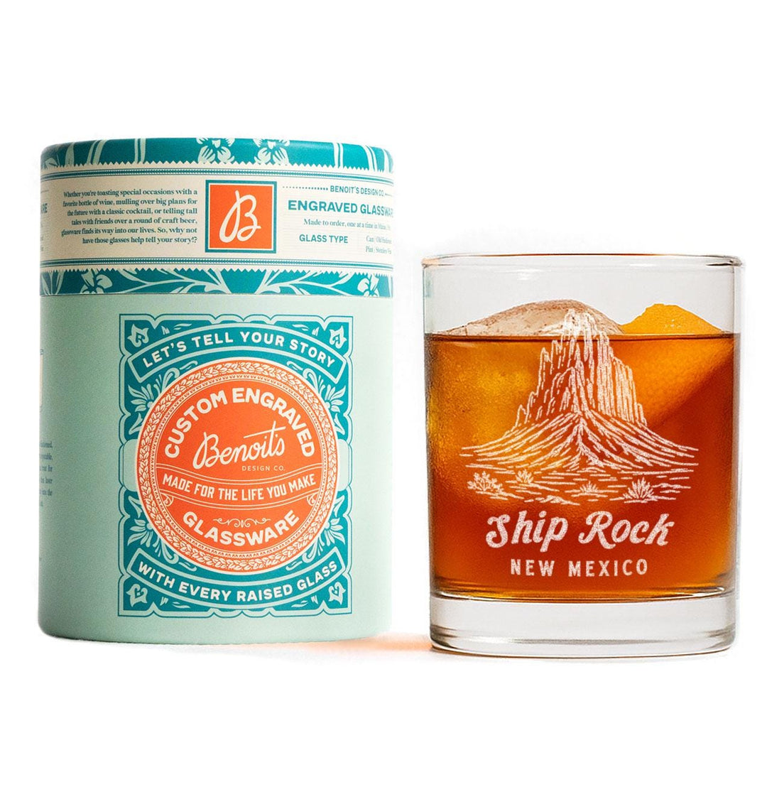 Ship Rock Engraved Glass