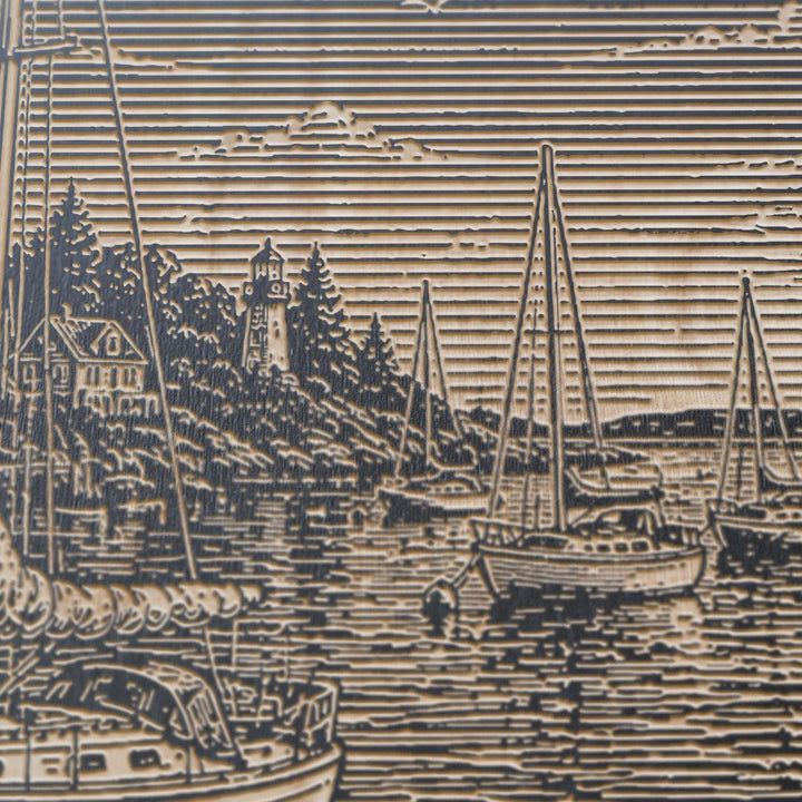 Calm Harbor Engraved Illustration