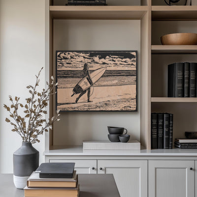 Surfer Girl on a Beach Wall Art