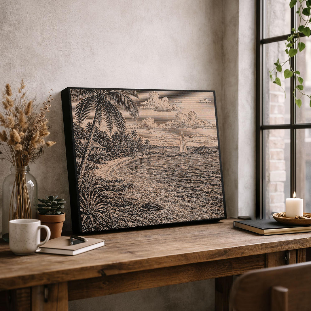 Cayman Islands Cove Engraved Birch Art Panel