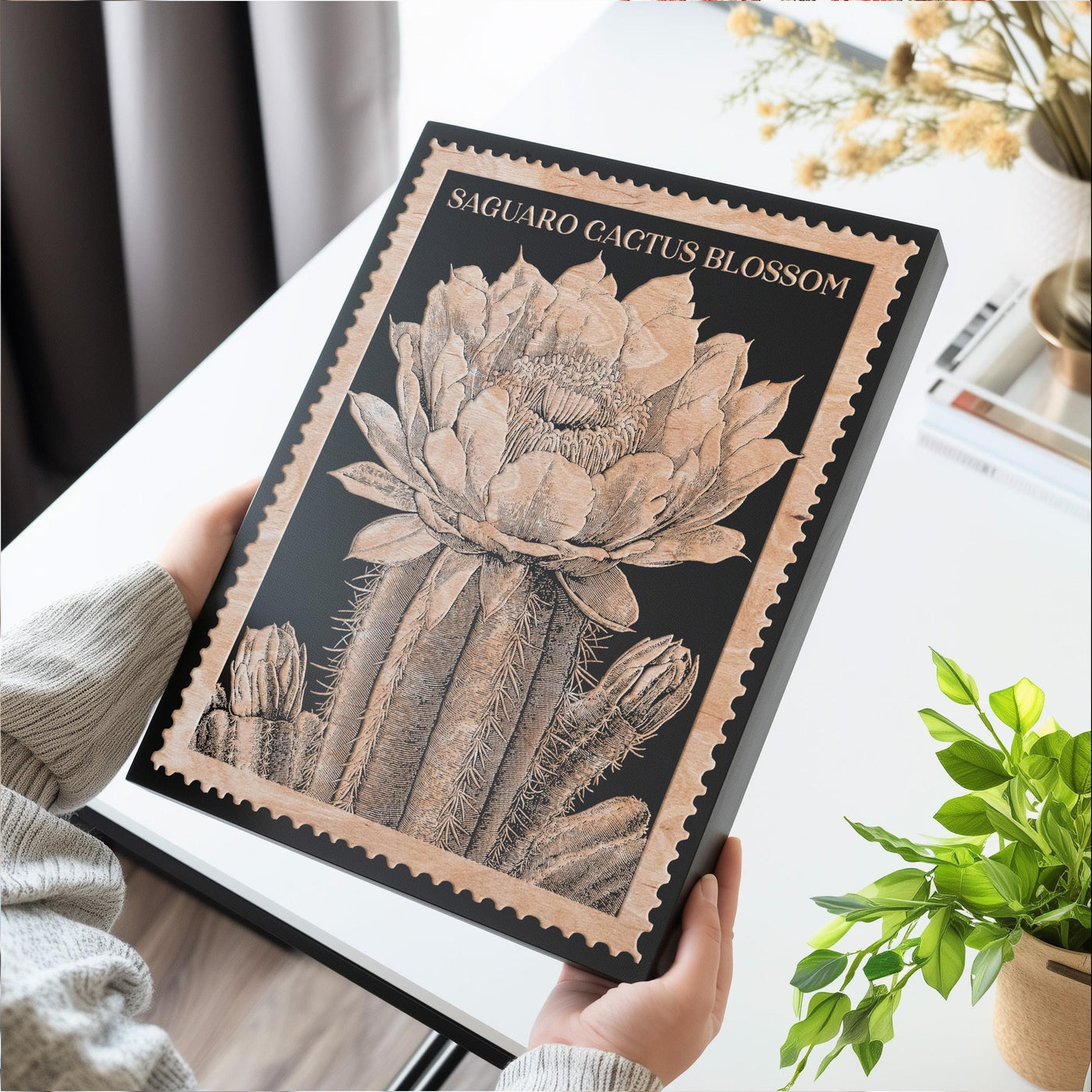Saguaro Cactus Blossom Floral Wall Art