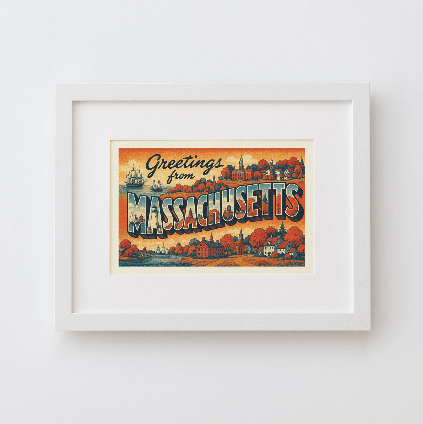 Massachusetts Postcard Art Print