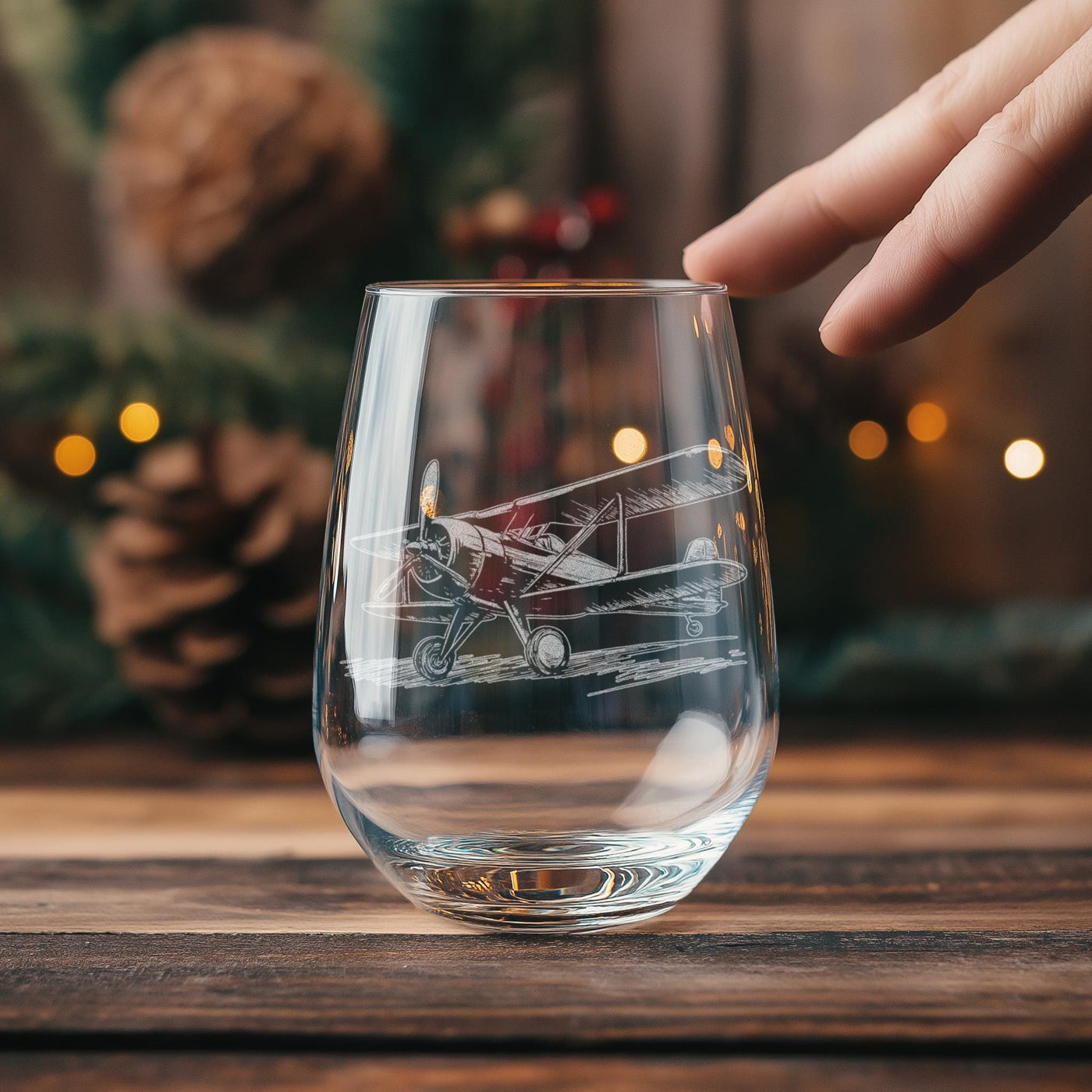 Biplane Glasses | Airplane Themed Personalized Whiskey, Wine & Beer Glassware, Pilot Drinkware, Gift for Pilot, Plane Themed Bar Home Decor