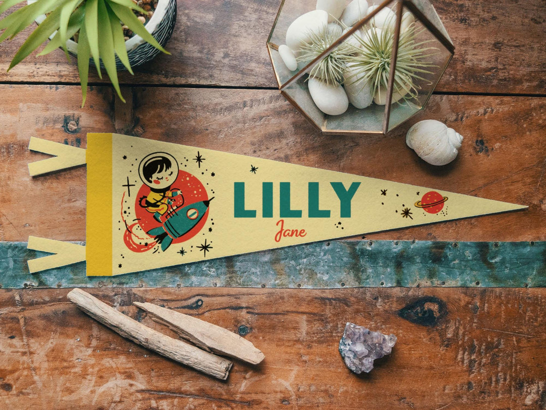 Custom Name Sign Felt Astronaut Pennant