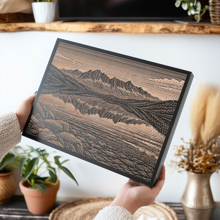 Sierra Nevada Mountains Engraved Birch Art Panel