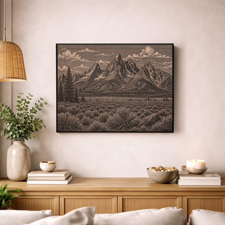 Grand Teton Engraved Birch Art Panel