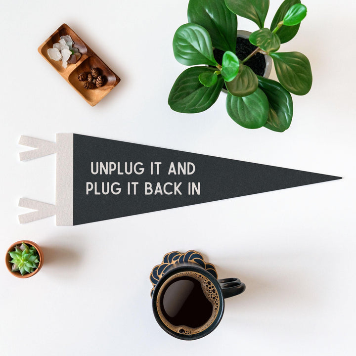 Unplug It And Plug It Back In Felt Pennant