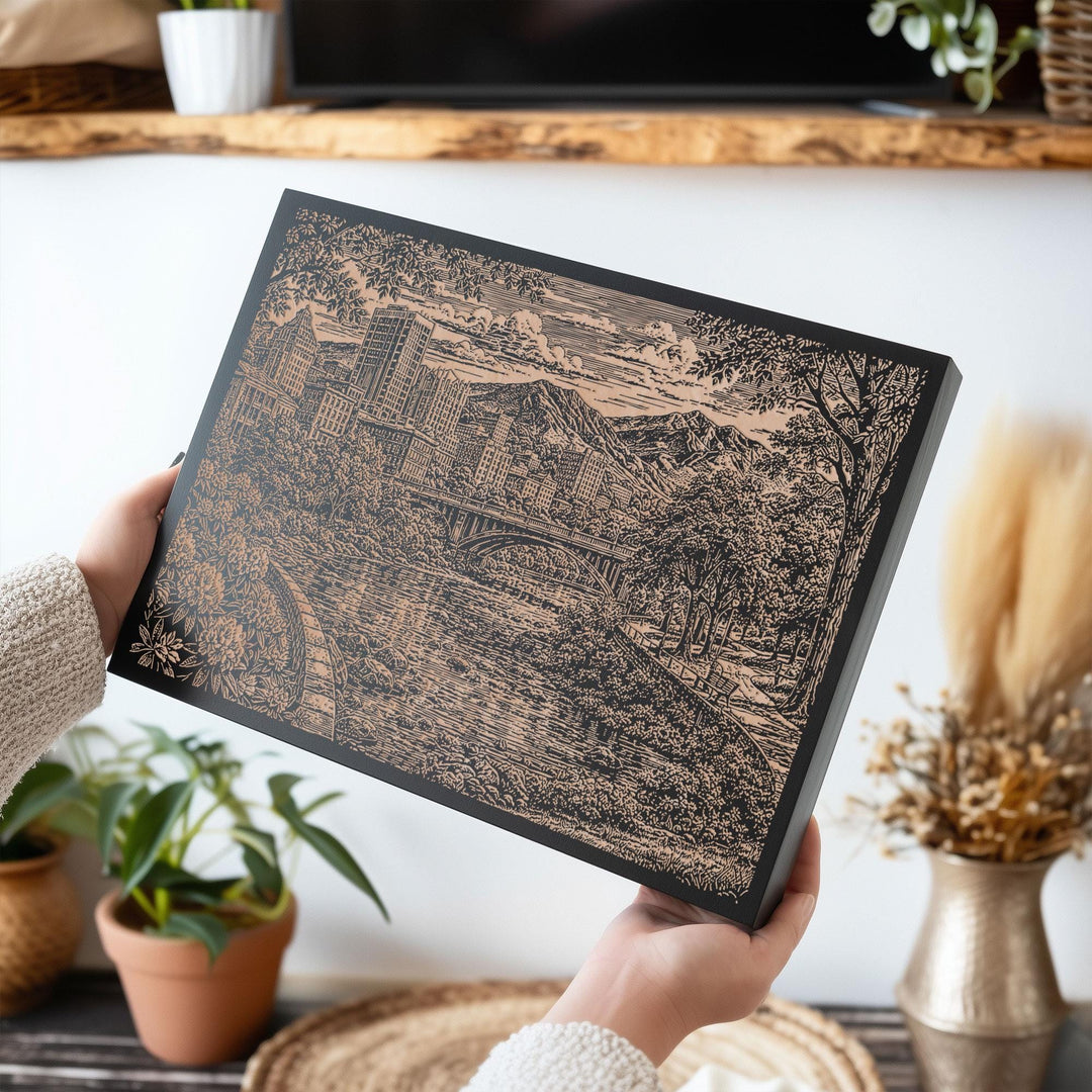 Asheville North Carolina Engraved Birch Art Panel