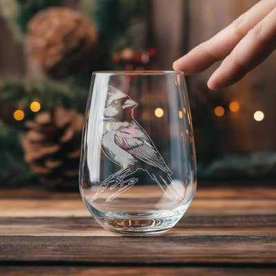 Cardinal Glasses | Birding Themed Personalized Whiskey, Wine & Beer Glassware Gift, Woodland Birds Drinkware, Nature Lovers Birder Gifts