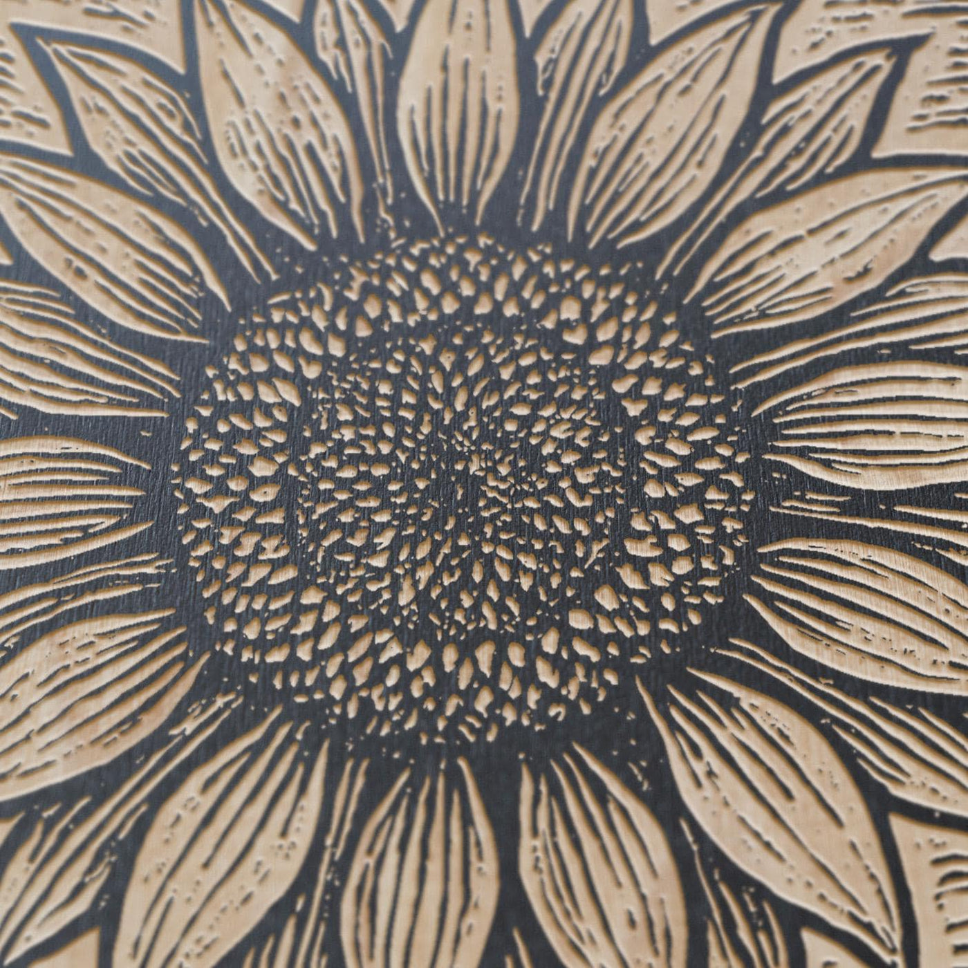 Folk Art Sunflower Engraved Birch Illustration