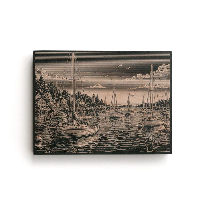 Calm Harbor Engraved Illustration